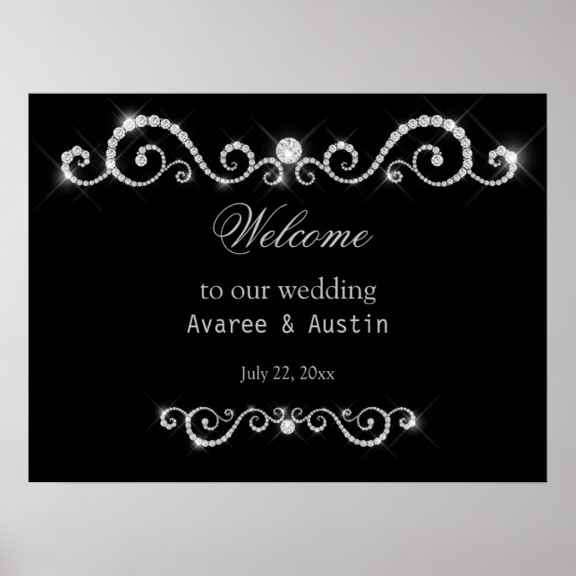 Diamond Glitter Welcome to Our Wedding Poster (Front)