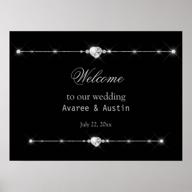 Diamond Glitter Welcome to Our Wedding Poster (Front)