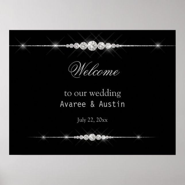 Diamond Glitter Welcome to Our Wedding Poster (Front)