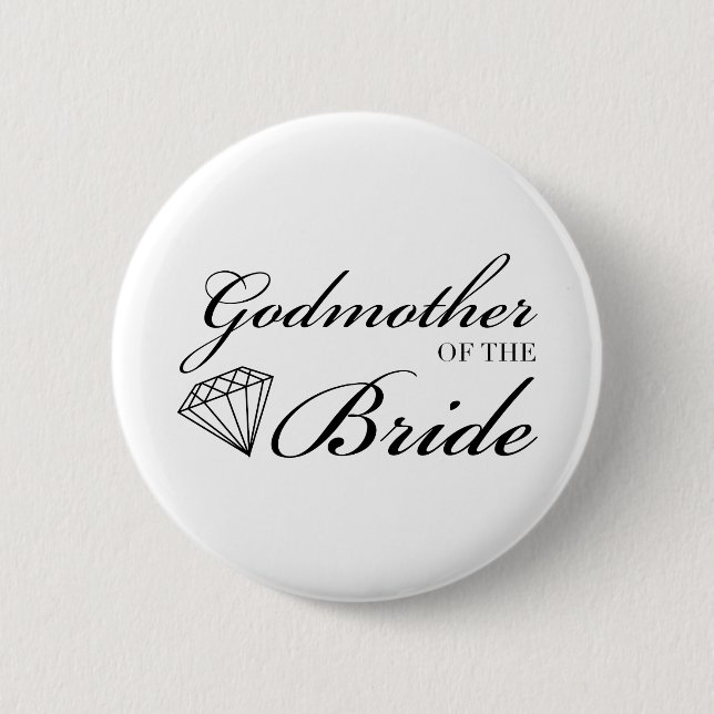 Diamond Godmother of Bride Black 6 Cm Round Badge (Front)
