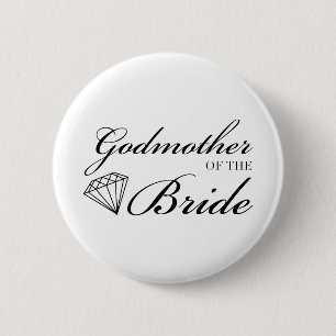 Diamond Godmother of Bride Black 6 Cm Round Badge