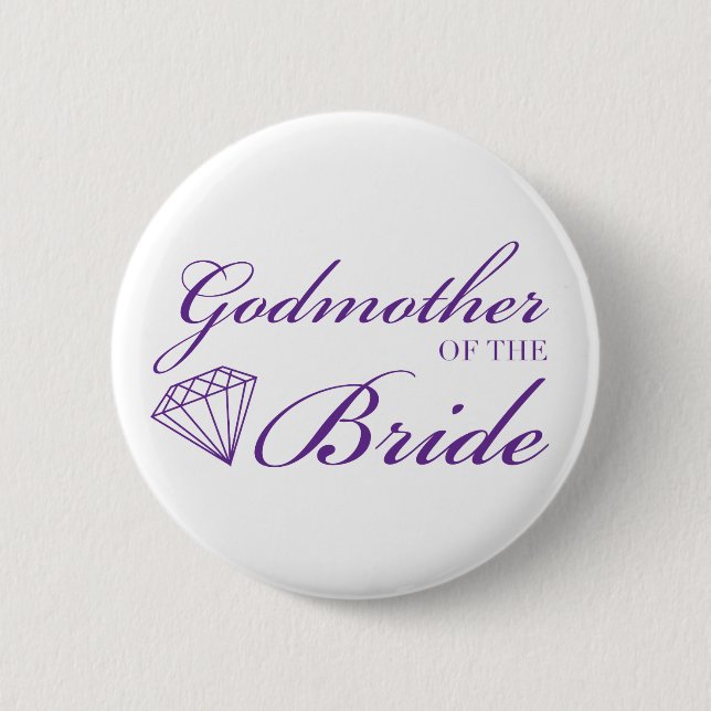 Diamond Godmother of Bride Purple 6 Cm Round Badge (Front)