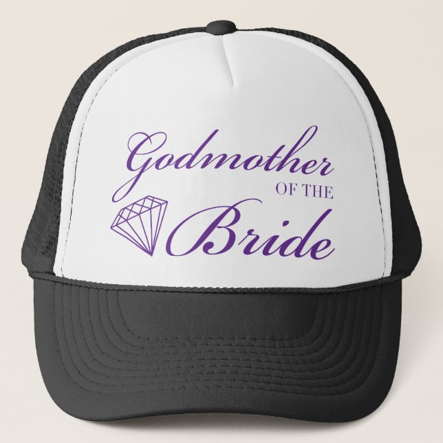 Diamond Godmother of Bride Purple Trucker Hat (Front)