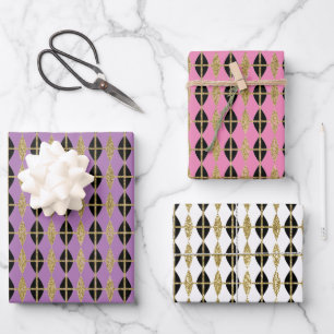 Diamond & Gold Grid Trio V Wrapping Paper Sheet