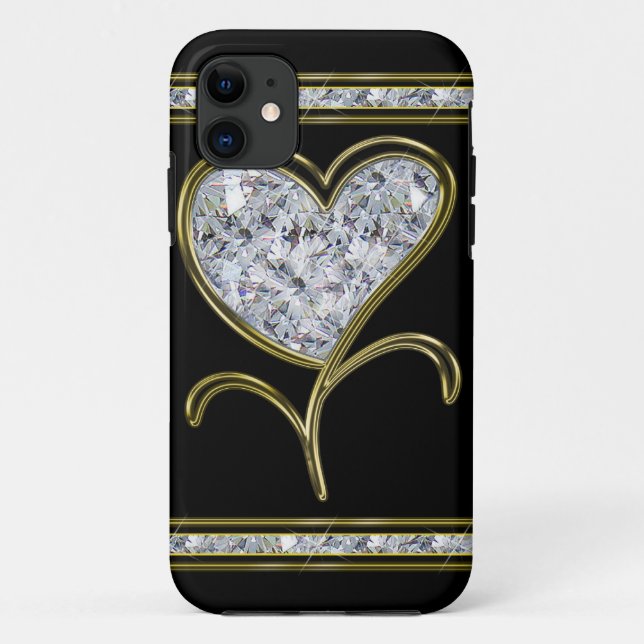 Diamond & Gold Heart Flower Case-Mate iPhone Case (Back)