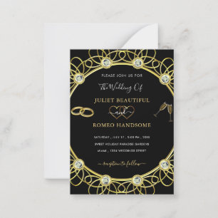 Diamond Gold Luxury Black Wedding Invitation