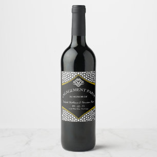 Diamond Gold Wedding Engagement Wine Label