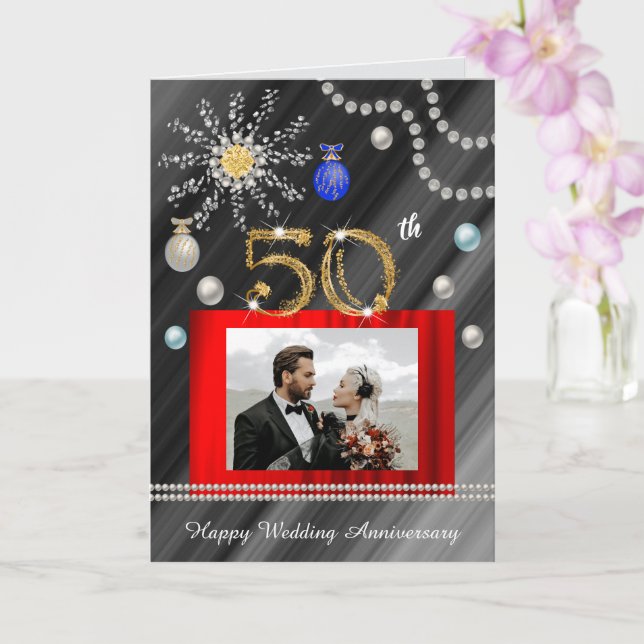 Diamond Golden 1st Wedding Anniversary Card (Orchid)