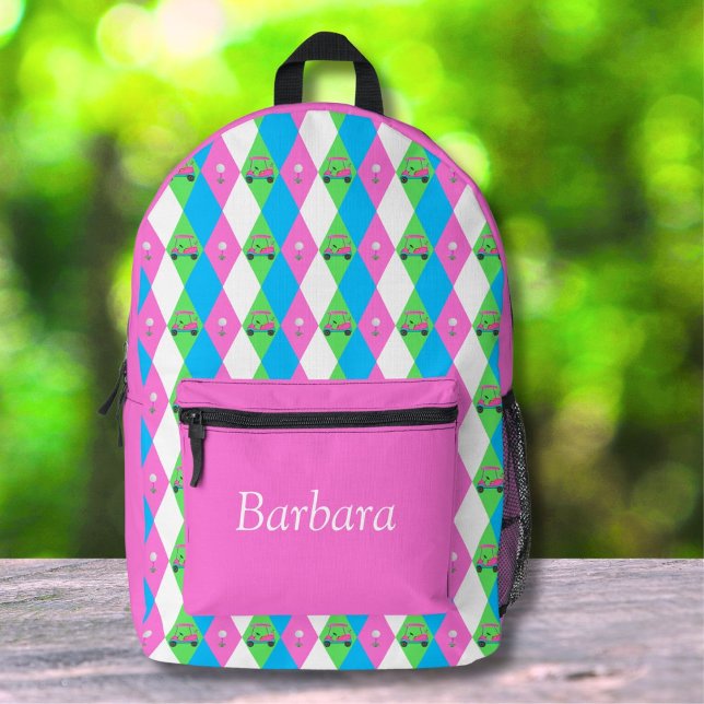 Diamond Golf Cart With Golf Ball Pattern Printed Backpack (Creator Uploaded)