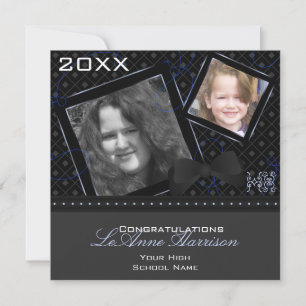Diamond Graduation Invitation (Black And Blue)