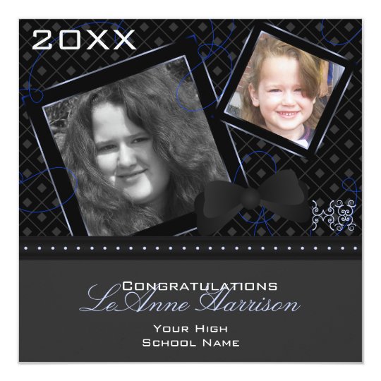 Diamond Graduation Invitation (Black And Blue)
