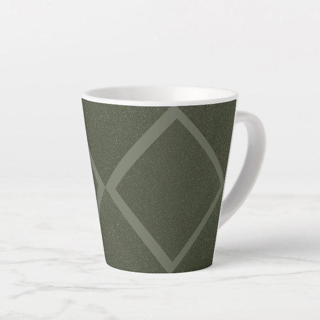 Diamond Grid Moss Green Latte Mug – Custom (Right Angle)