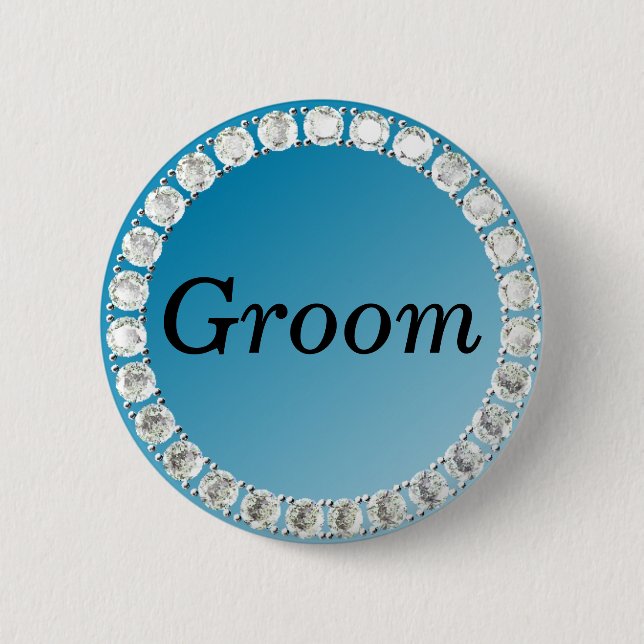 Diamond Groom 6 Cm Round Badge (Front)