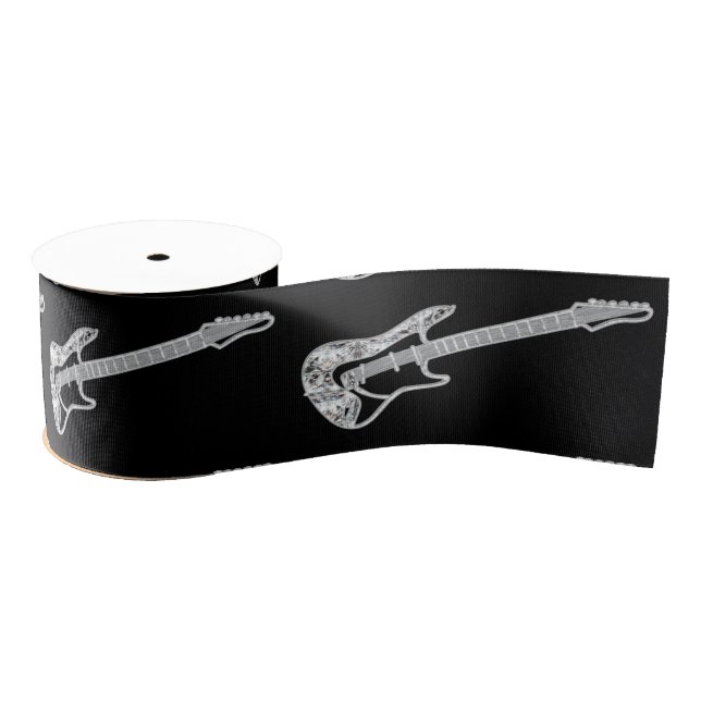 Diamond Guitar Ribbon Design Grosgrain Ribbon (Spool)