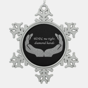 Diamond Hands Snowflake Pewter Christmas Ornament