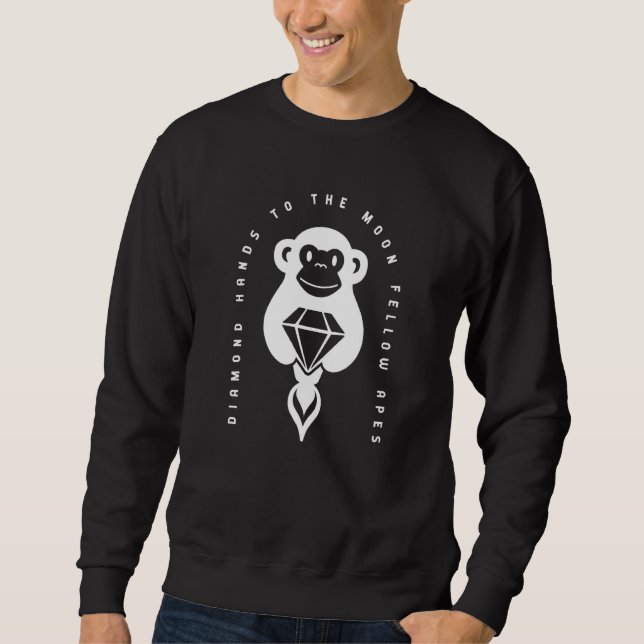 Diamond Hands To The Moon Fellow Apes Rocket Ape Sweatshirt (Front)