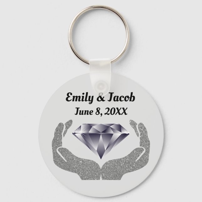 Diamond Hands Wedding Key Ring (Front)