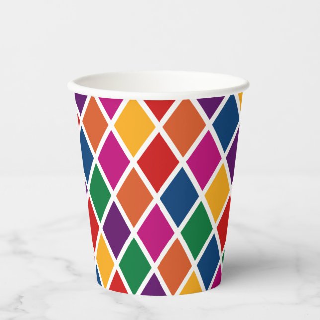 Diamond Harlequin Pattern Small Paper Cup (Front)