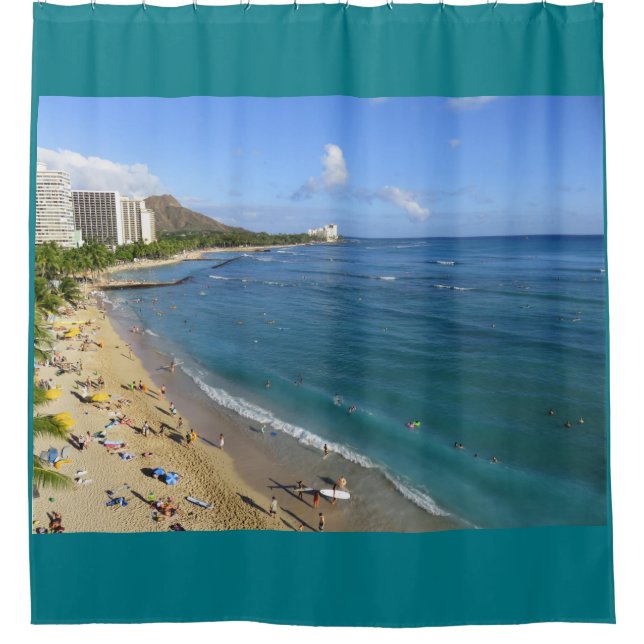 Diamond Head and Waikiki Shower Curtain (Front)