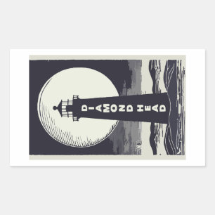 Diamond Head Lighthouse Hawaii Moon Rectangular Sticker