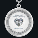 Diamond Heart 60th Wedding Anniversary Necklace<br><div class="desc">A Digitalbcon Images Design featuring a Silver,  Platinum and diamond colour theme with a variety of custom images,  shapes,  patterns,  styles and fonts in this one-of-a-kind Diamond Wedding Anniversary Necklace.  This makes a beautiful keepsake in honour of this momentus occacion.</div>
