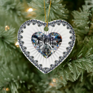 Diamond Heart 60th Wedding Anniversary Ornament