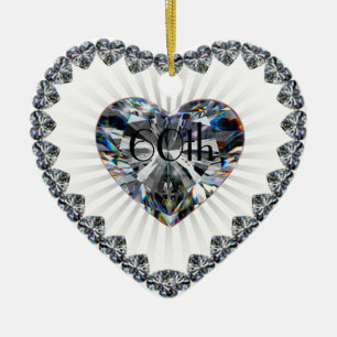 Diamond Heart 60th Wedding Anniversary Ornament