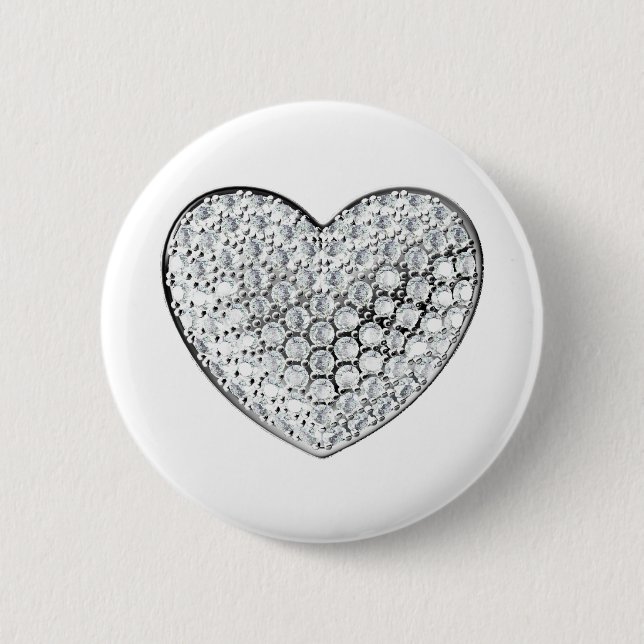 Diamond Heart 6 Cm Round Badge (Front)