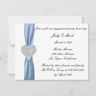 Diamond Heart Blue Engagement Party Invitation