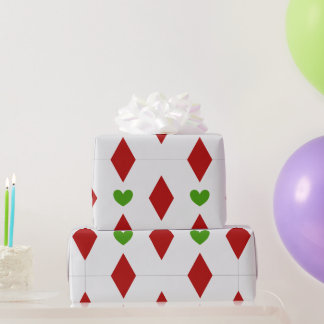 Diamond & Heart Christmas Wrapping Paper Gift Wrap