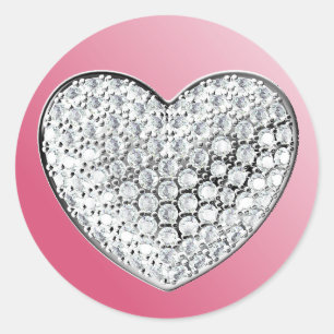 Diamond Heart Classic Round Sticker