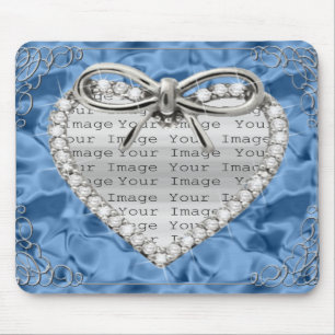Diamond Heart Frame Blue Mouse Pad