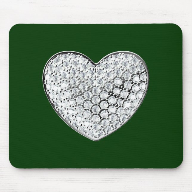 Diamond Heart - green bg Mouse Mat (Front)
