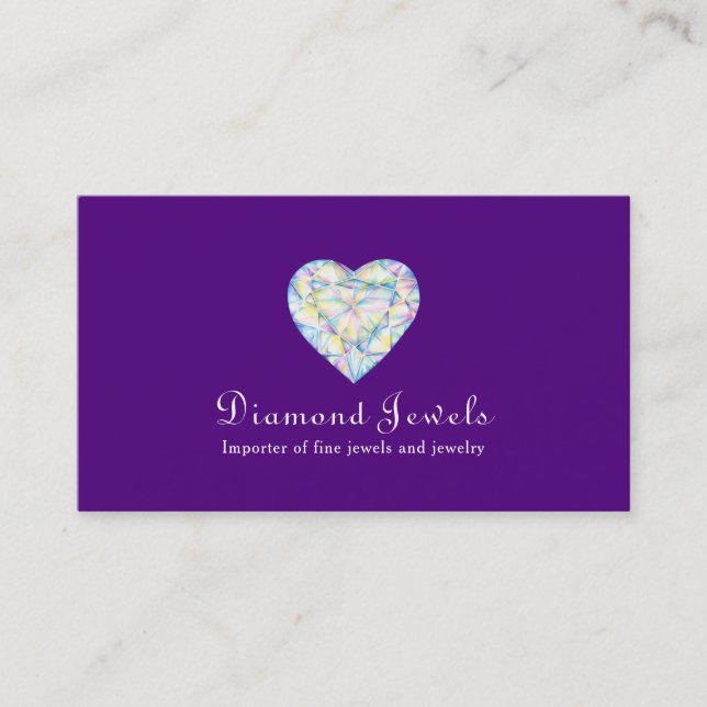 Diamond heart jewel jewellery business card (Front)