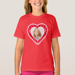 Diamond Heart Kids Photo Red Valentine's Day T-Shirt