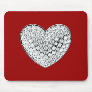 Diamond Heart - maroon bg Mouse Mat