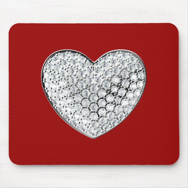 Diamond Heart - maroon bg Mouse Mat (Front)