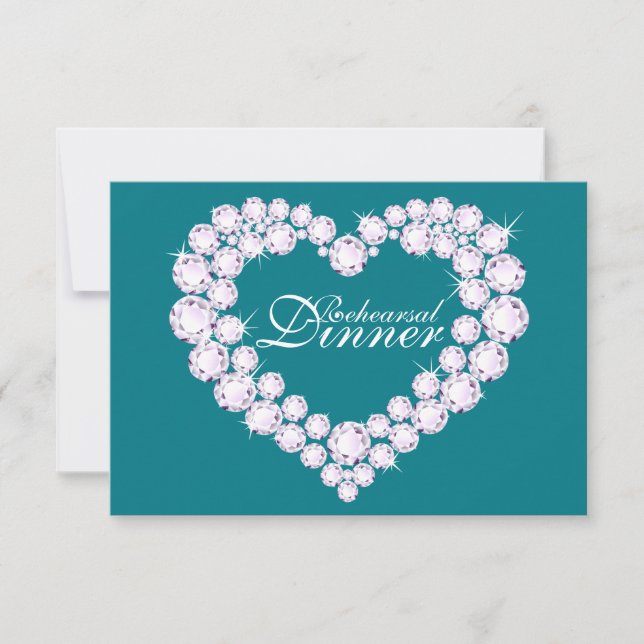 Diamond heart mono wedding rehearsal dinner invite (Front)