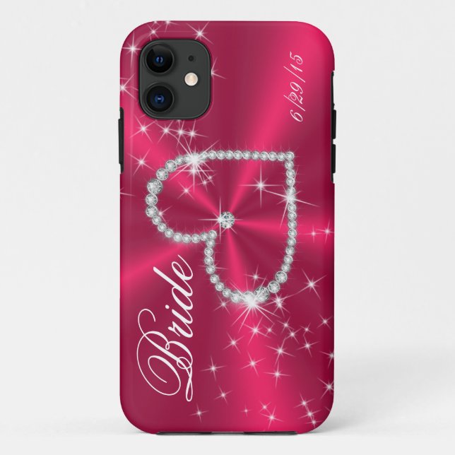 Diamond Heart on Red Satin Case-Mate iPhone Case (Back)