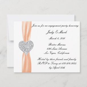 Diamond Heart Orange Engagement Party Invitation