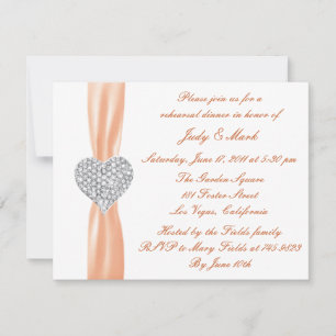 Diamond Heart Orange Rehearsal Dinner Invitation