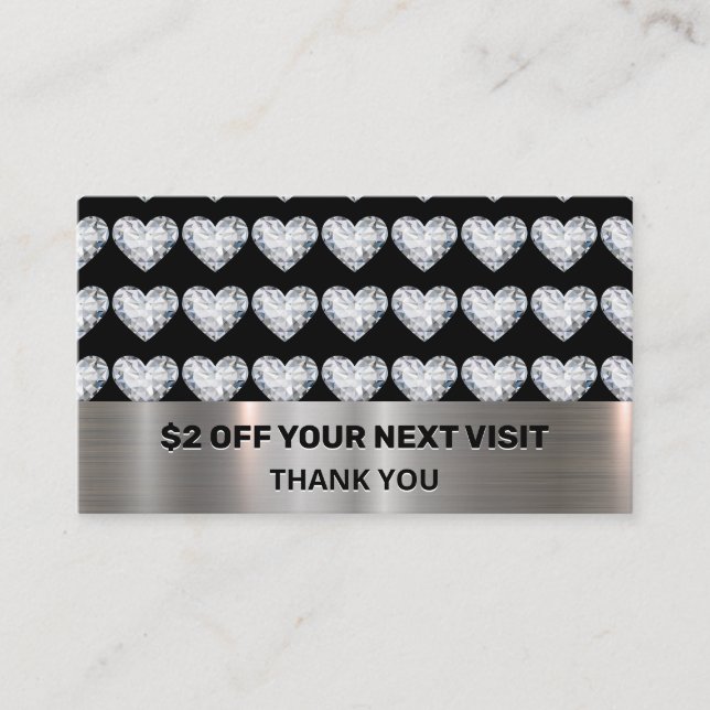 Diamond Heart Pattern | Discount Business Card (Front)