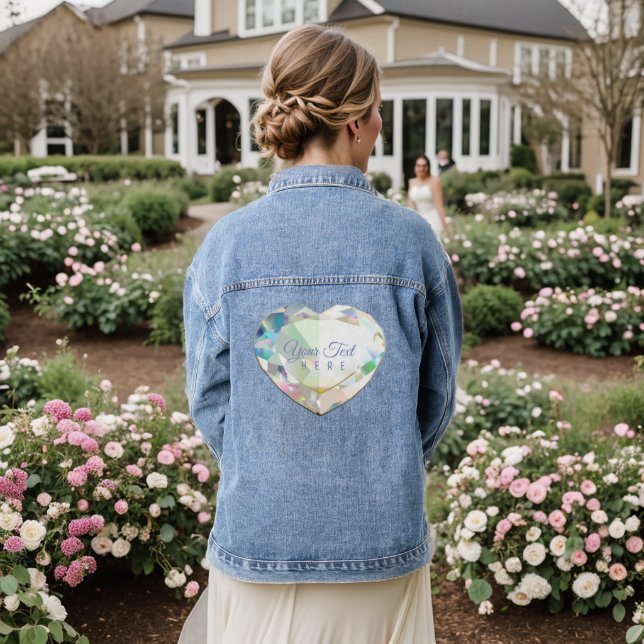 Diamond Heart Personalised Denim Jacket (Wedding Back)