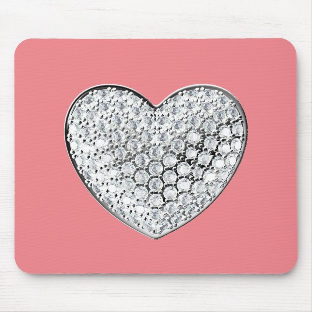 Diamond Heart - pink bg Mouse Mat (Front)