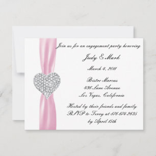 Diamond Heart Pink Engagement Party Invitation
