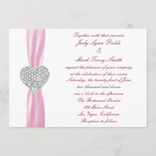 Diamond Heart Pink Wedding Invitation