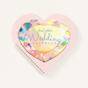 Diamond Heart Pink Wedding Notes Notebook