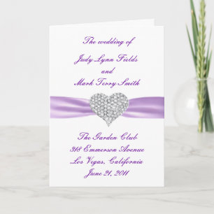 Diamond Heart Purple Wedding Program Card
