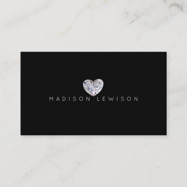 Diamond Heart Simple Chic Business Cards (Front)