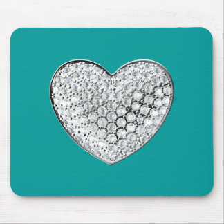 Diamond Heart - teal bg Mouse Mat